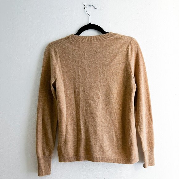 J. CREW Everyday 100% Cashmere Crewneck Sweater in Heather Camel SZ XS - Picture 5 of 7